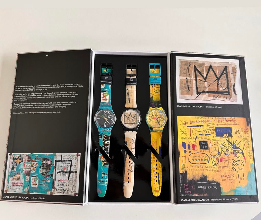 Absoluut ongebruikte SWATCH X JEAN-MICHEL BASQUIAT TRIPTYCH, Handtassen en Accessoires, Horloges | Heren, Ophalen, Overige materialen