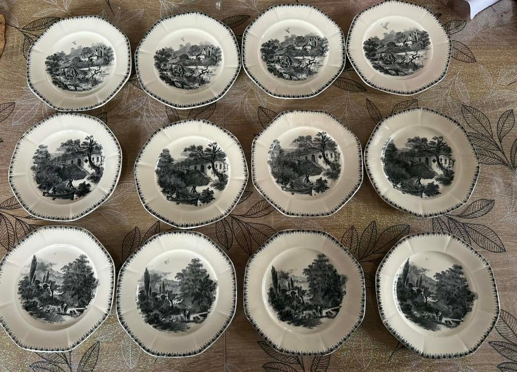 Antiek tafelservies - Boch Frères La Louvière - 13 stuks, Ophalen of Verzenden