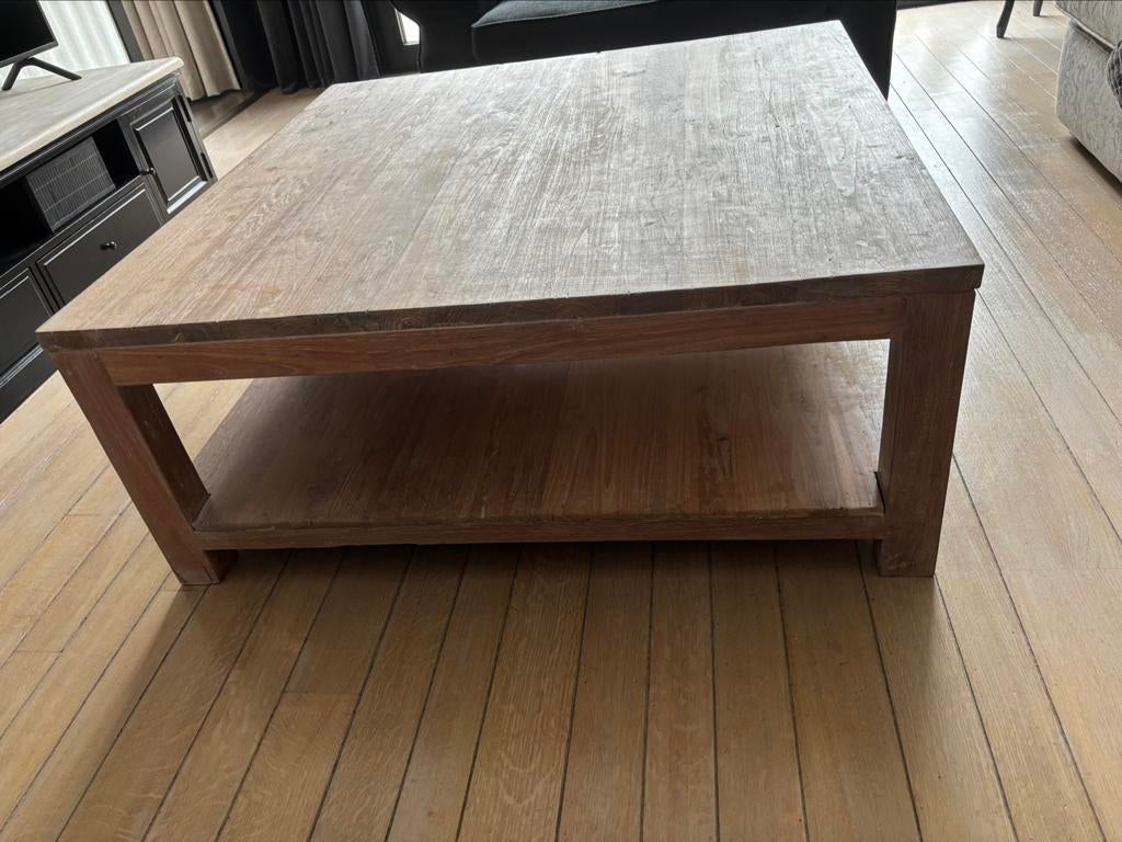Table basse en teck, traitée à l'huile aspect chêne blanc, Enlèvement, Comme neuf