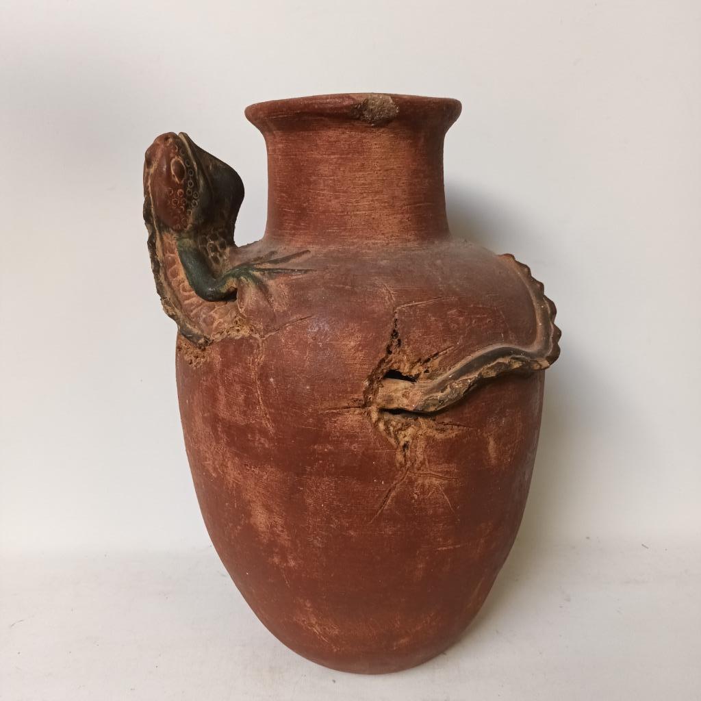 Vintage Mexican lizard pottery vase, Ophalen of Verzenden