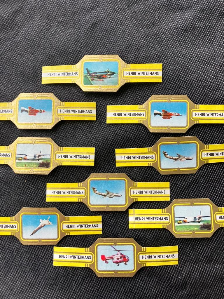 9 Sigarenbandjes VLIEGTUIGEN, Henri Wintermans., Verzamelen, Ophalen of Verzenden, Zo goed als nieuw