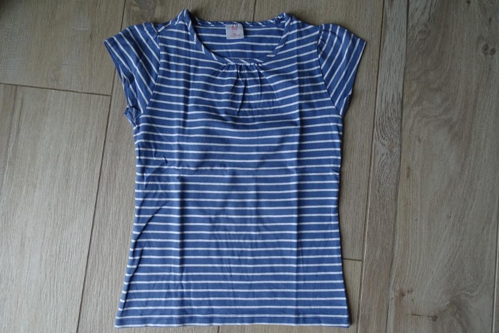 Wit blauw gestreepte T-shirt Hema maat 122 / 128, Kinderen en Baby's, Kinderkleding | Maat 122, Gebruikt, Meisje, Ophalen of Verzenden