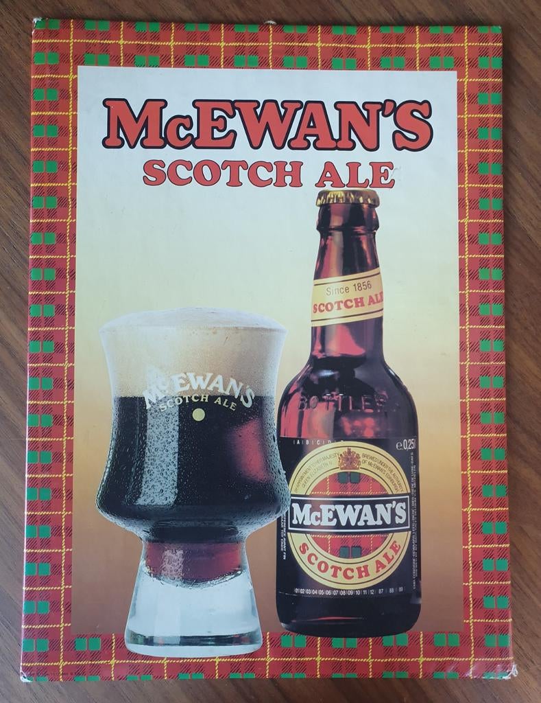 Karton Reclamebord - McEwan's Scotch ale 1986 -, Ophalen of Verzenden, Gebruikt, Reclamebord
