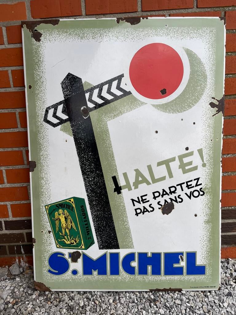 St Michel emaille bord 1931, Verzamelen, Merken en Reclamevoorwerpen, Ophalen