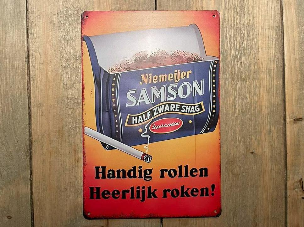 Reclamebord Samson Half Zware Shag 20x30, Verzenden, Zo goed als nieuw, Reclamebord