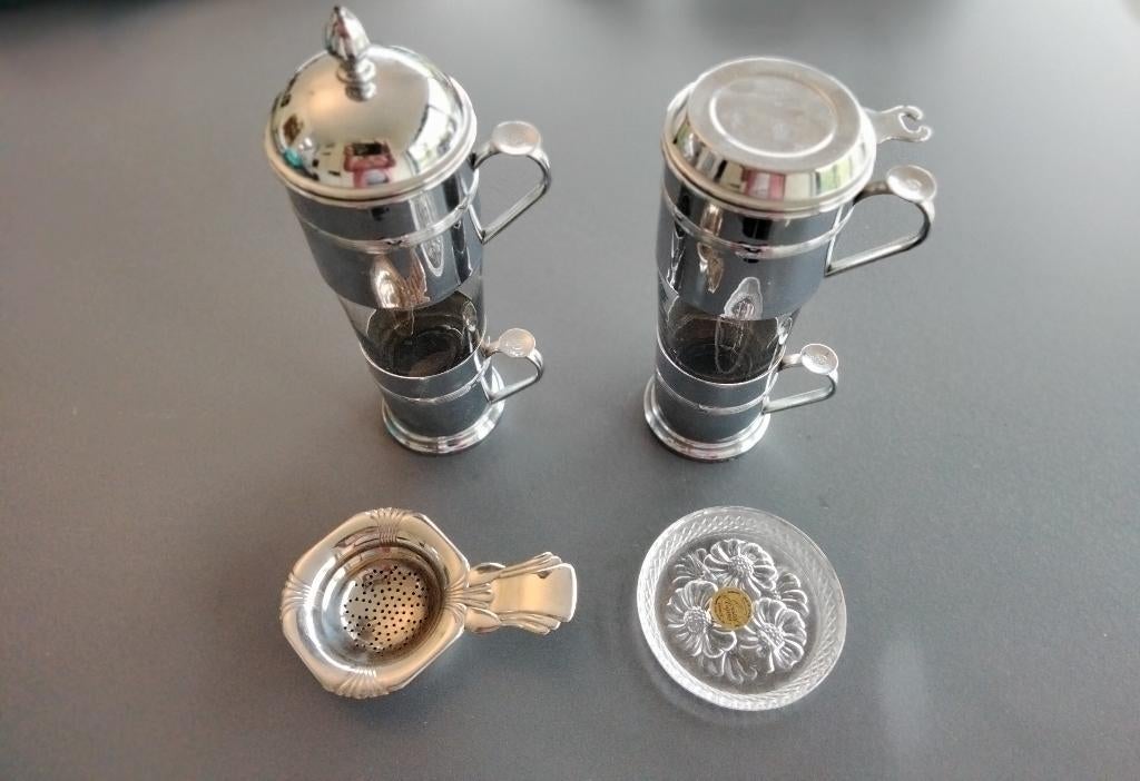 Vintage DUO Tasses à Café filtre avec diffuseur, Enlèvement ou Envoi, Comme neuf, Verre, Autres styles
