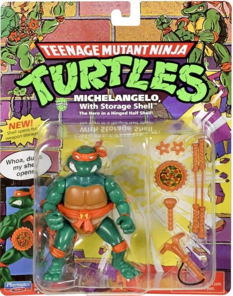 TMNT (1980's) - Michelangelo with Storage Shell - Retro 10cm, Collections, Jouets miniatures, Neuf, Enlèvement ou Envoi
