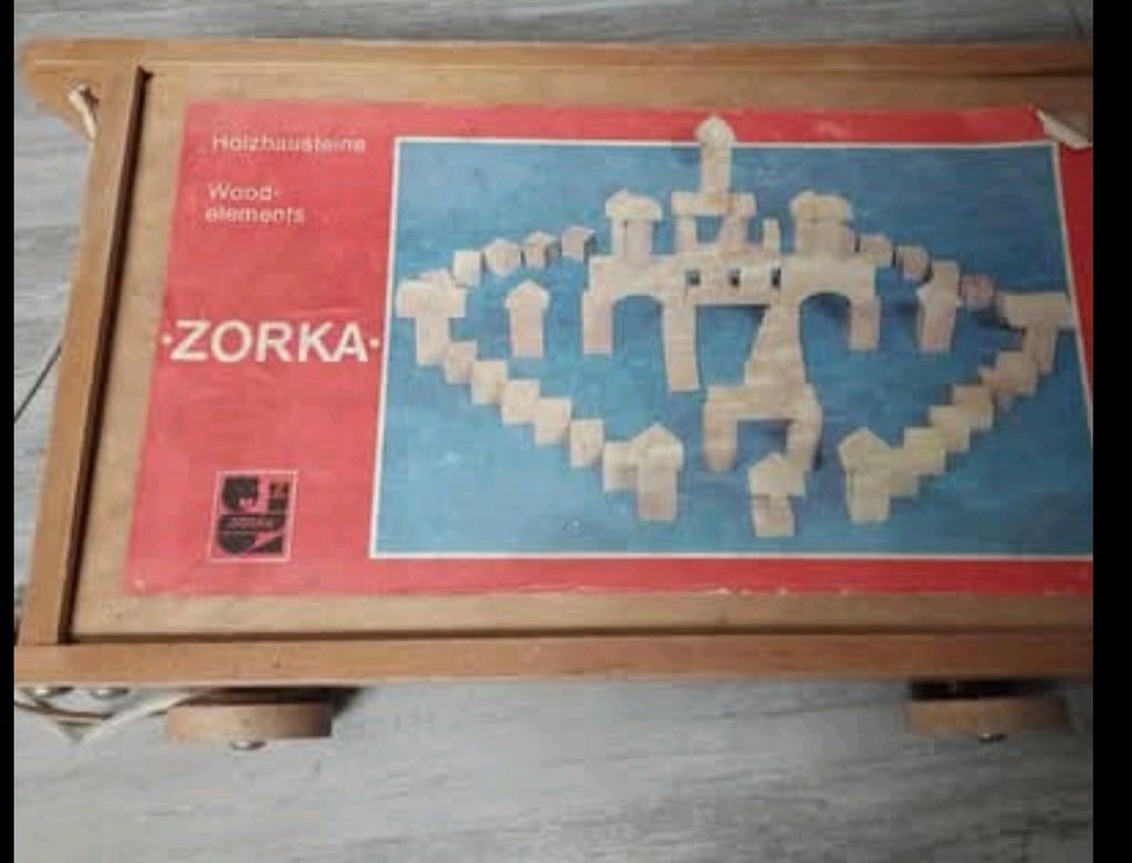Jeu ancien en bois avec chariot roulant Zorka, Enlèvement ou Envoi