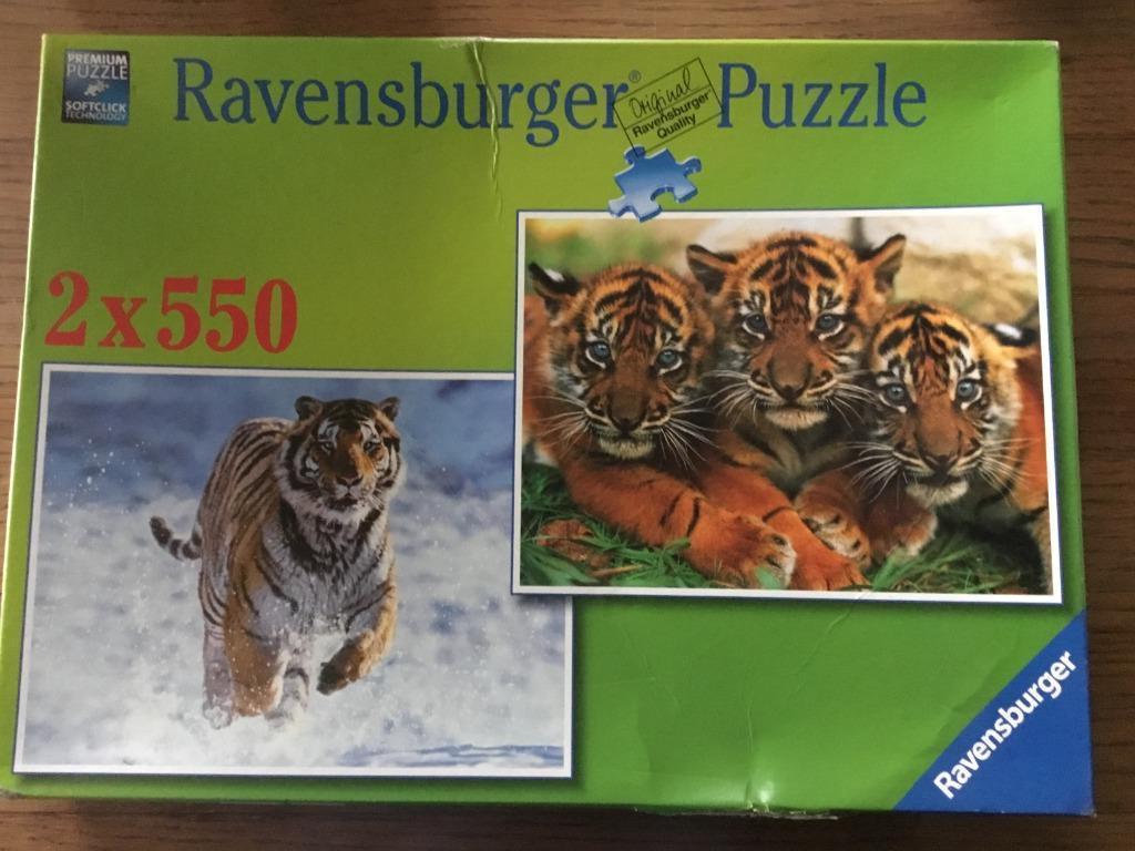Puzzel Ravensburger 2 x 550 stukjes Tijgers, Ophalen of Verzenden, 500 t/m 1500 stukjes, Nieuw, Legpuzzel