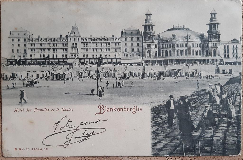 Carte postale BLANKENBERGE casino kursaal et la plage 1905, Enlèvement ou Envoi
