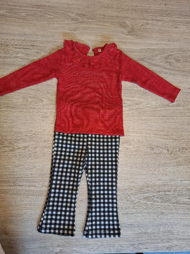 Geruite broek met bloesje maat 80, Kinderen en Baby's, Babykleding | Maat 80, Zeeman, Meisje, Ophalen of Verzenden, Zo goed als nieuw