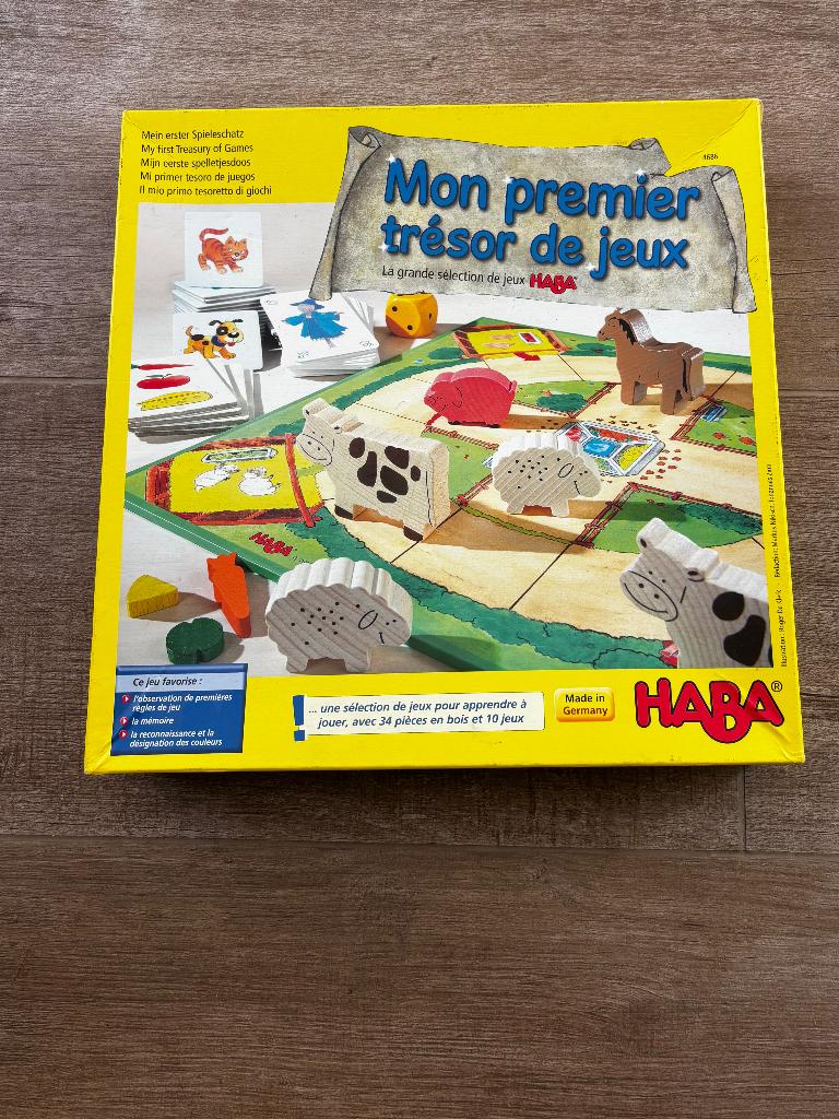 Haba mijn eerste spelletjes doos , 10 spellen - als nieuw, Hobby en Vrije tijd, Ophalen of Verzenden, Zo goed als nieuw, HABA