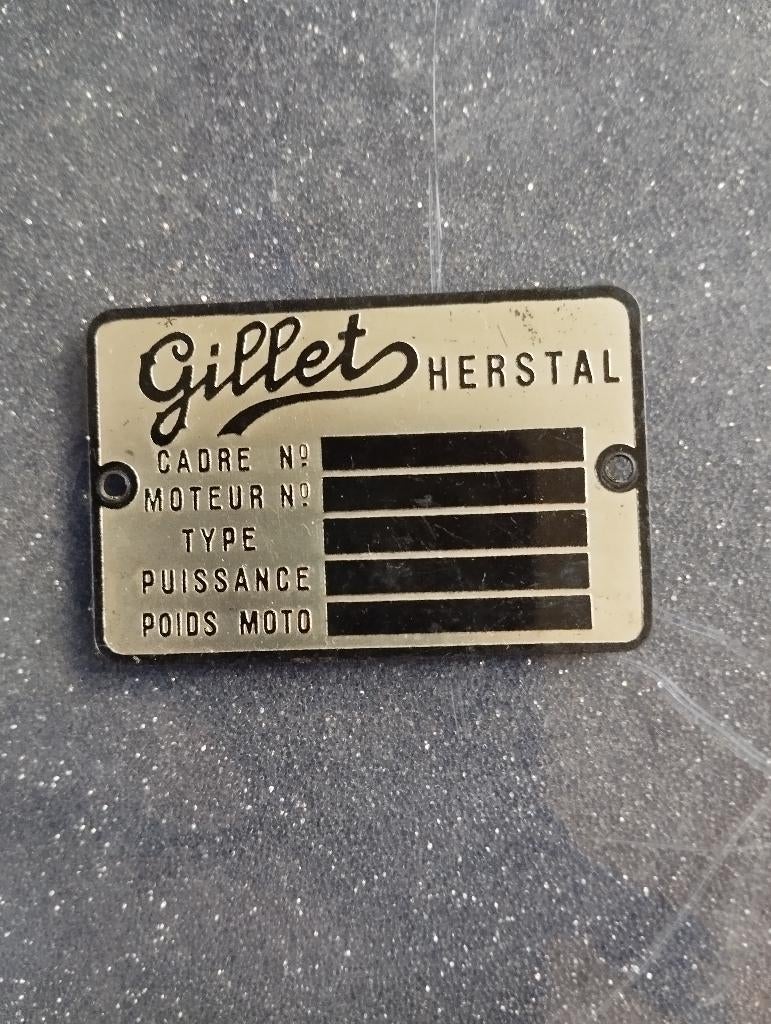 Plaque de cadre Gillet Herstal vierge, Motos, Enlèvement ou Envoi, Neuf