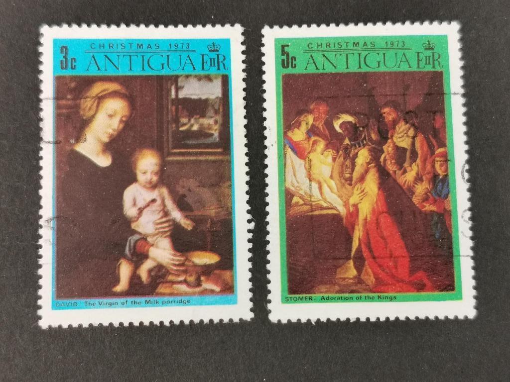 Antigua 1973 - Kerstmis - schilderkunst, Ophalen of Verzenden, Gestempeld, Noord-Amerika
