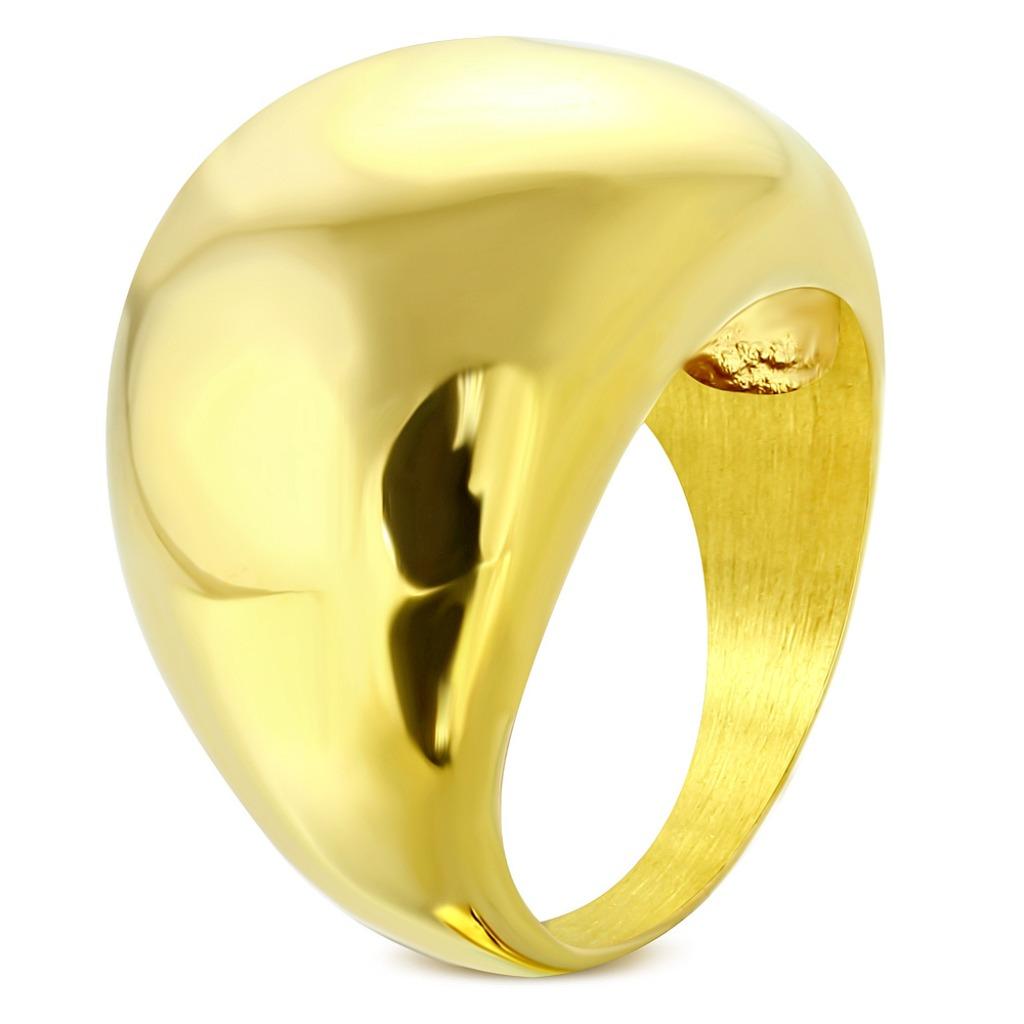 Dome ring in goudkleurig chirurgisch staal, IJzer of Staal, Nieuw, Ophalen of Verzenden, Dame