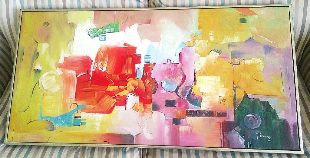 Composition en couleur vers 2000 - ges. Bo Wang (né en 1973), Antiquités & Art, Art | Peinture | Classique, Enlèvement ou Envoi