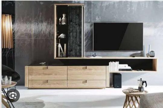 TV-meubel V-Aura, Huis en Inrichting, Kasten |Televisiemeubels, Ophalen, Eikenhout, 200 cm of meer, 150 tot 200 cm