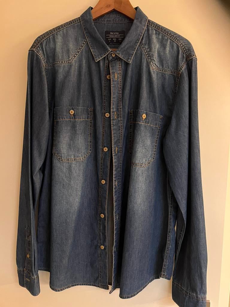 Jeanshemd lange mouw Large, Kleding | Heren, Overhemden, Ophalen of Verzenden, Nieuw