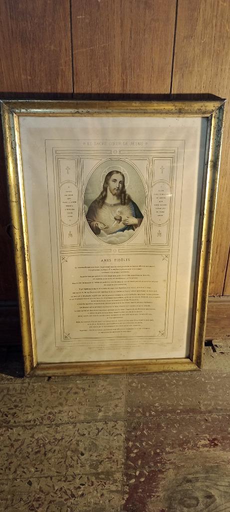 Oude gravure Het Heilig Hart van Jezus, Boumard, n438, Antiek en Kunst, Kunst | Etsen en Gravures, Ophalen of Verzenden, Gravure