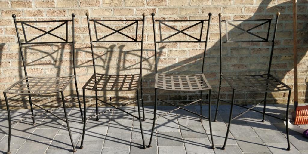 Ijzeren stoelen, Enlèvement, Utilisé, Métal, Quatre