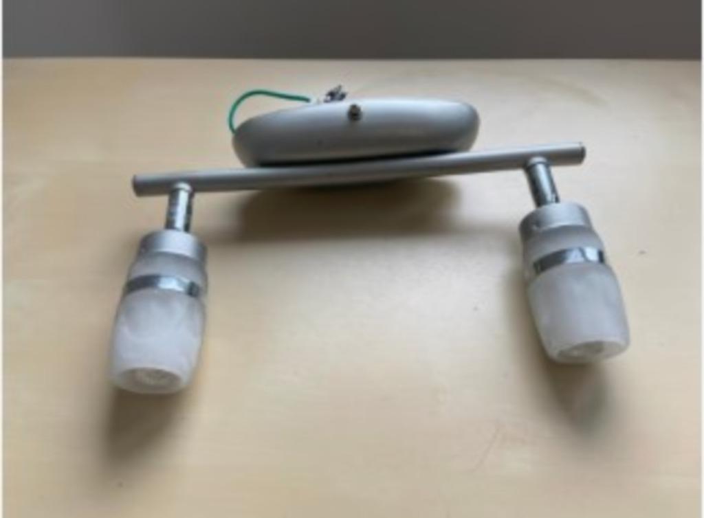 Spot à 2 lumières -  titane - Verre opale blanc, flammé, Maison & Meubles, Lampes | Spots, Trio, Trio, Enlèvement ou Envoi, Halogène