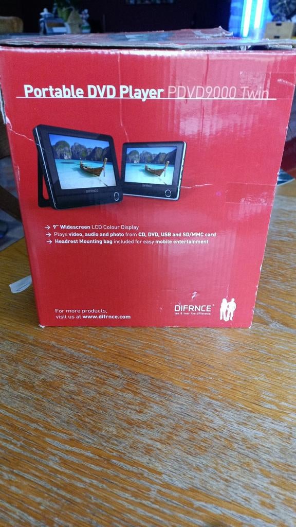 Lecteur DVD portable DIFRNCE PDVD9000TWIN, Enlèvement, Comme neuf, Lecteur DVD, Portable