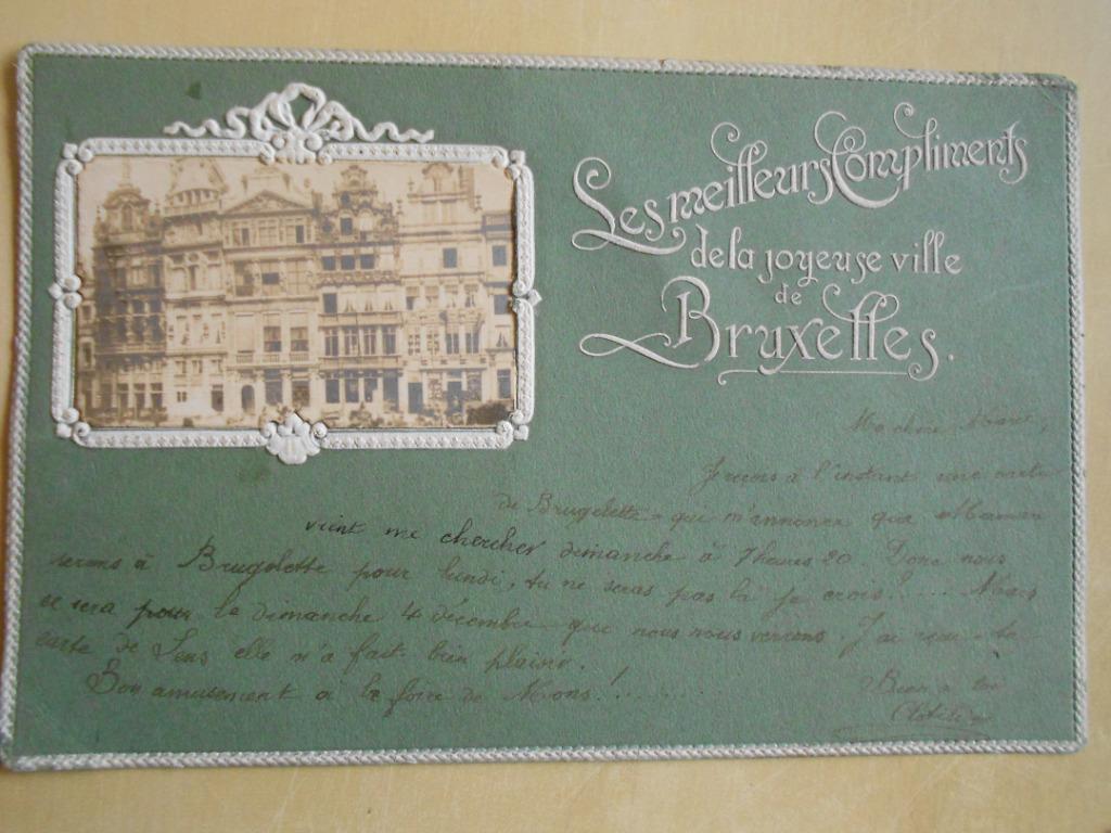 Les meilleurs compliments de la joyeuse ville de Bruxelles, Enlèvement ou Envoi, Avant 1920, Affranchie, Bruxelles (Capitale)