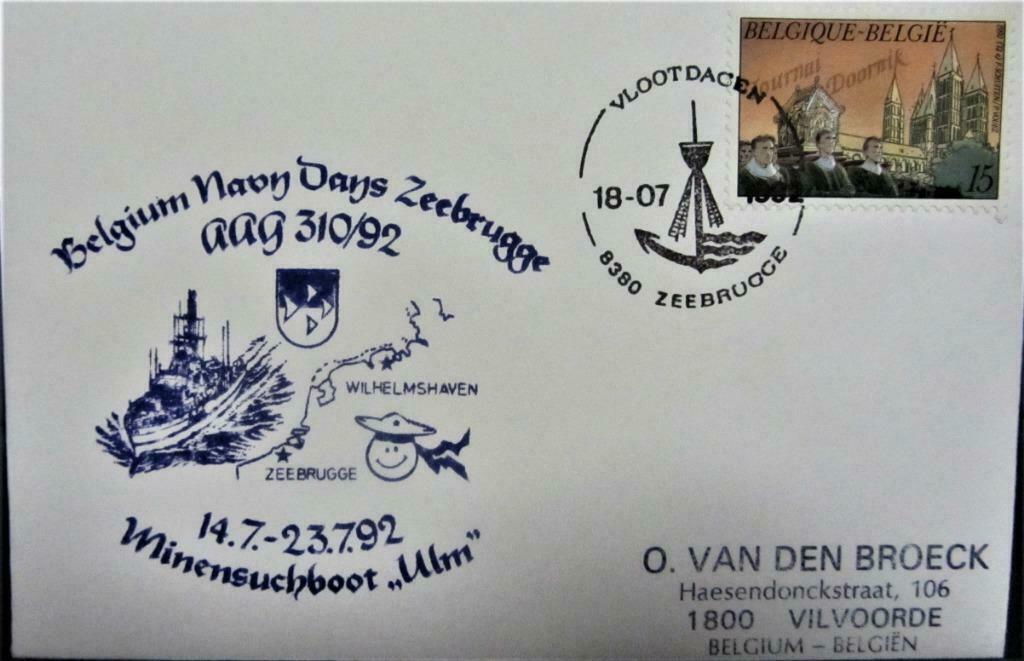 FDC SCHEPEN- DUITSLAND- MINENSUCHBOOT ULM, Ophalen of Verzenden, Gestempeld, Overige thema's