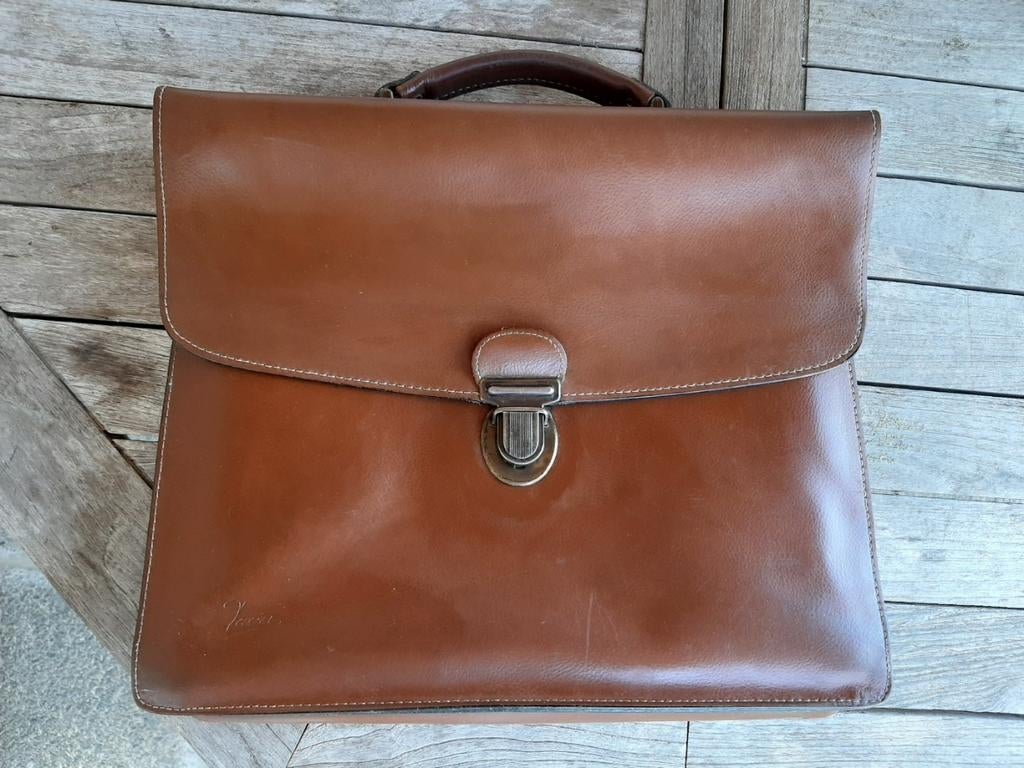 Porte documents TEXIER en cuir lisse camel, Bijoux, Sacs & Beauté, Sacs | Cartables, Enlèvement ou Envoi, Comme neuf, Brun, Cuir