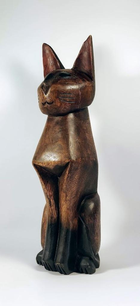 houten beeld Kat poes +/- 50 cm, Ophalen of Verzenden