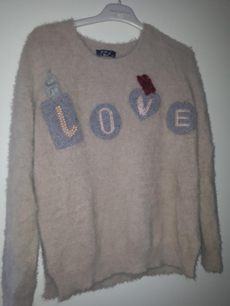 Pull pour femme à motif Love Gris clair, ANDERE, Taille 38/40 (M), Gris, Enlèvement ou Envoi
