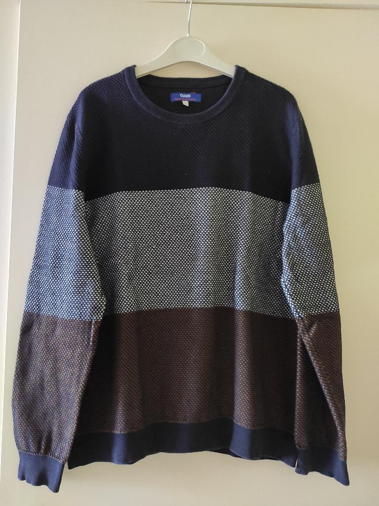 Trui blauw wit bruin, brede streep met wit, Jules, maat XL, Vêtements | Hommes, Pulls & Vestes, Jules, Taille 56/58 (XL), Enlèvement