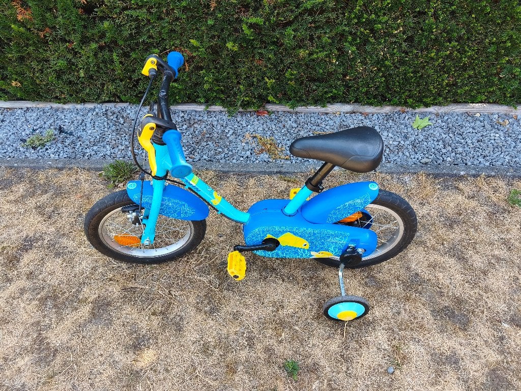 Kinderfiets 14 inch, Frein sur jante, Stabilisateurs, Comme neuf, Enlèvement