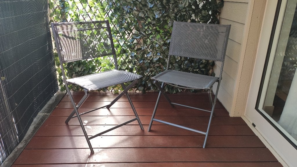 Deux chaises pliantes de jardin, Enlèvement, Comme neuf, Métal, Pliant