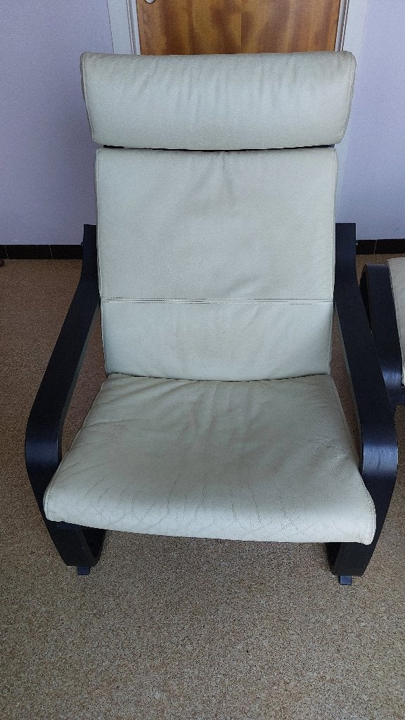 Siège cuir et repause pied, 75 à 100 cm, Comme neuf, Enlèvement, Bois