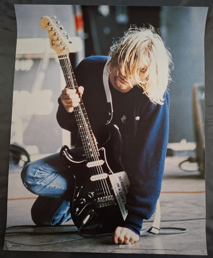 Affiche ancienne Kurt Cobain, GB posters , Angleterre, 90s, Collections, Enlèvement ou Envoi, Utilisé, Affiche, Œuvre d'art ou Peinture