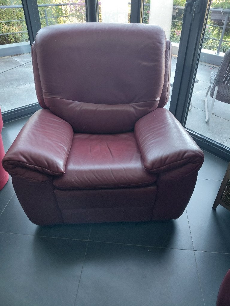 Fauteuil en cuir avec relax électrique à réparer, Ophalen, Gebruikt, Cuir, 75 tot 100 cm