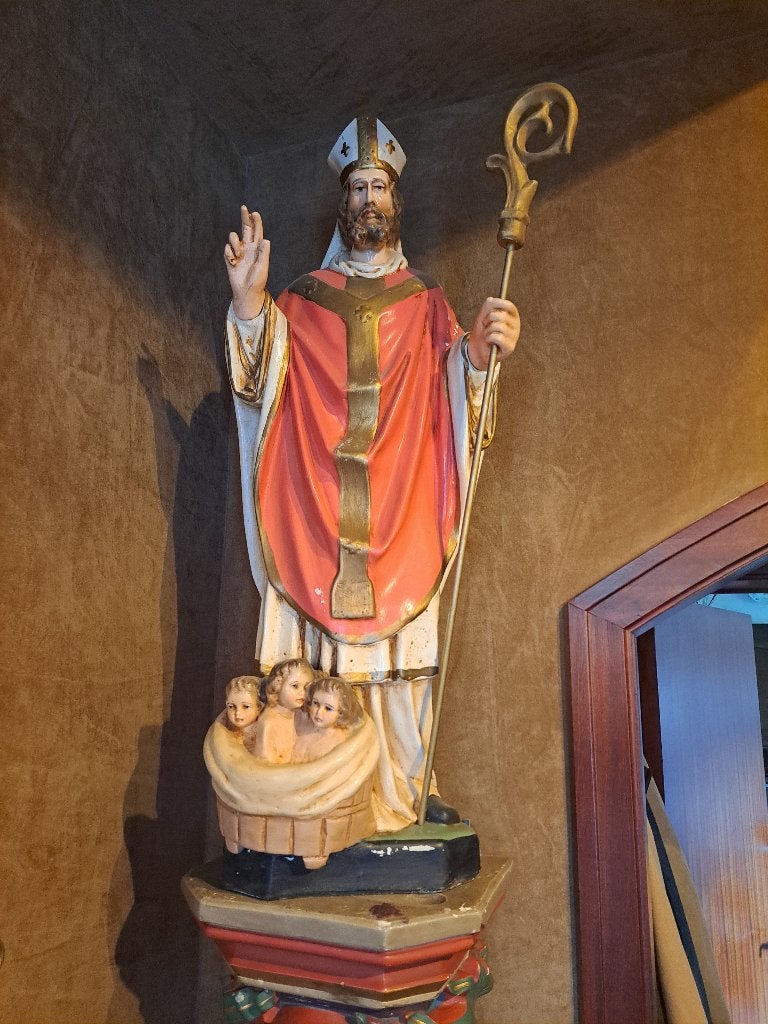 ancienne statue d'église en plâtre Sinterklaas 83cm, Enlèvement