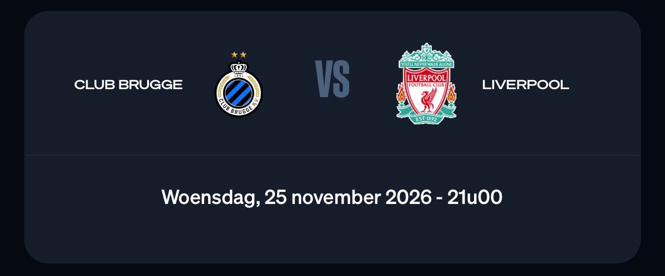 Ticket Club Brugge – Liverpool disponible