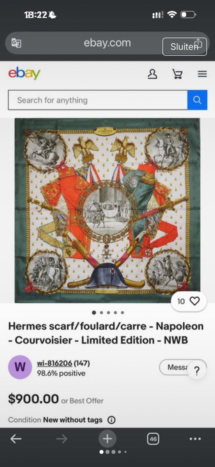 Hermes sjaal, Kleding | Dames, Mutsen, Sjaals en Handschoenen, Ophalen of Verzenden, Nieuw, Maat 42/44 (L), Sjaal