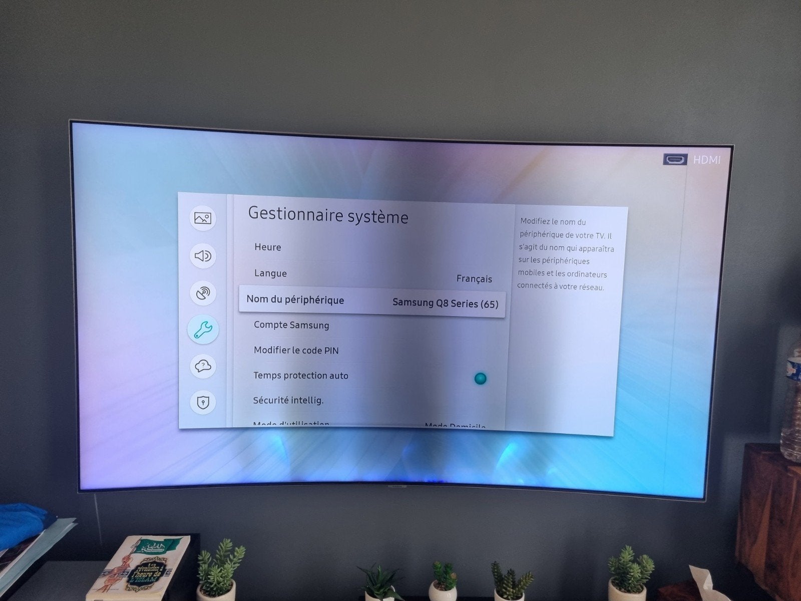 tv samsung qled q8 65 pouces curver, TV, Hi-fi & Vidéo, LED, Enlèvement ou Envoi, 100 Hz, Utilisé