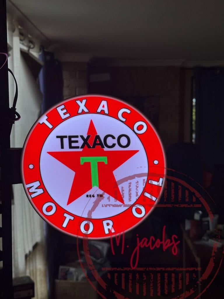 Nieuwe Texaco reclamebak, aan beide kanten voorzien, Verzamelen, Ophalen of Verzenden, Nieuw, Lichtbak of (neon) lamp