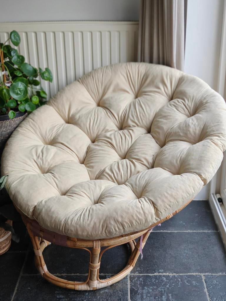 Rotan stoel met kussen, Tuin en Terras, Ophalen, Rotan, Stoel