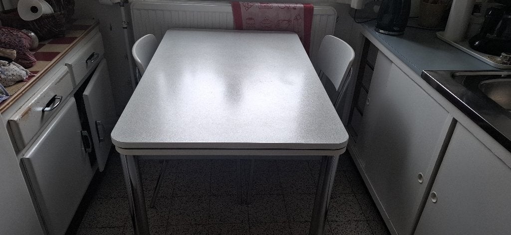 Table extensible + 4 chaises, Maison & Meubles, Tables | Tables à manger, 100 à 150 cm, Quatre personnes, Comme neuf, Enlèvement