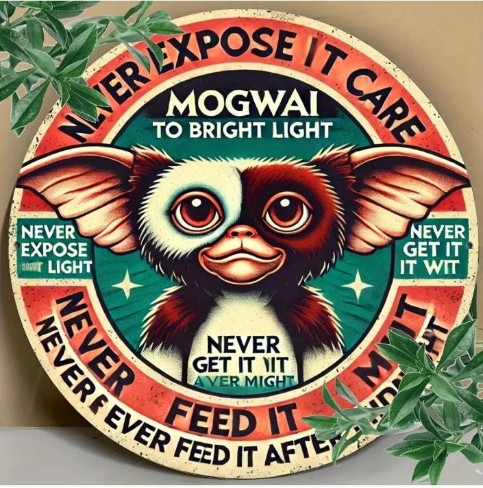 The Gremlins rond metalen wand bord Mogwai (20cm diameter)