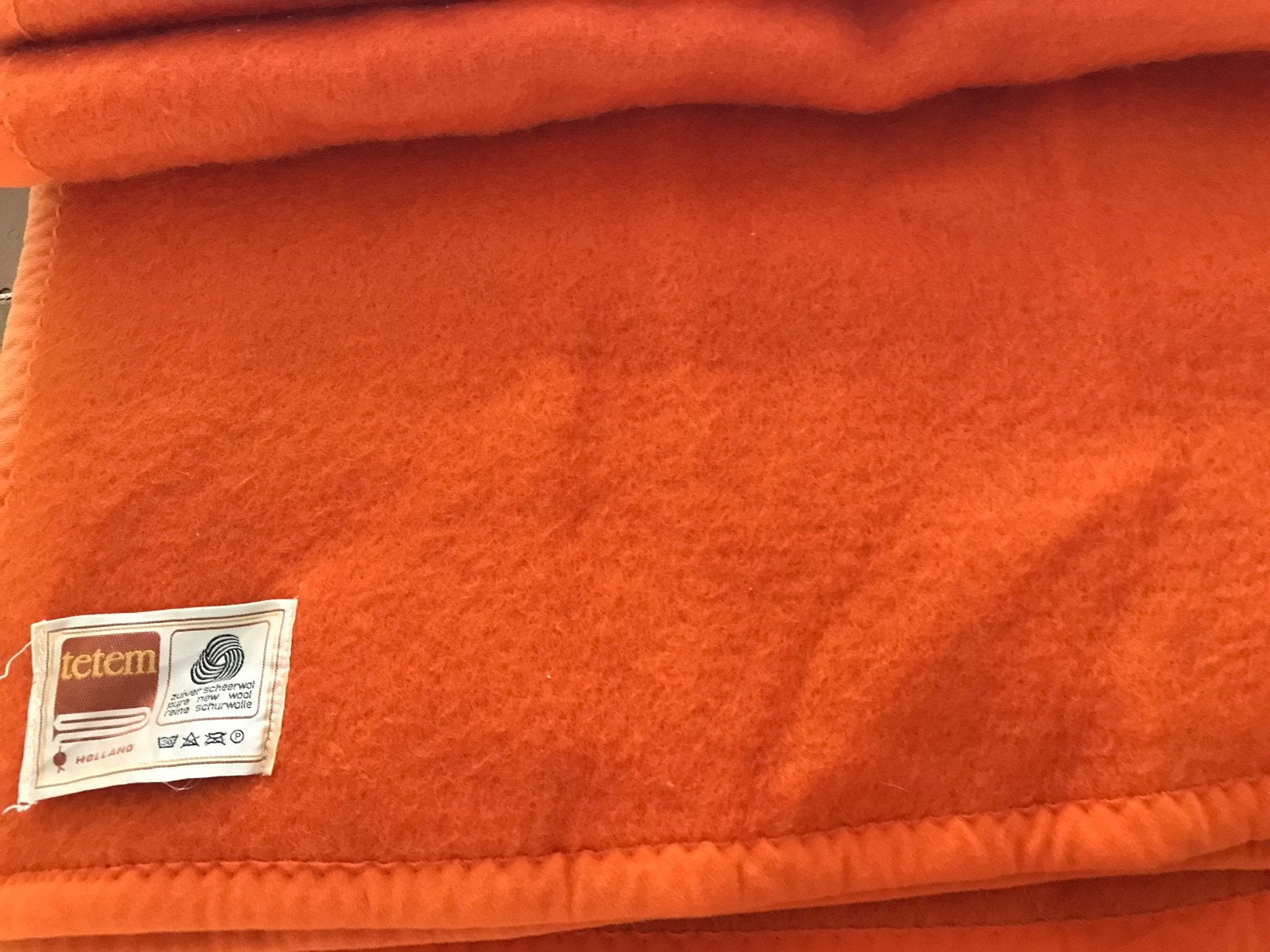 Tetem Holland wollen deken retro vintage oranje 2,25 x2,,25, Gebruikt, Tweepersoons, Oranje, Ophalen of Verzenden