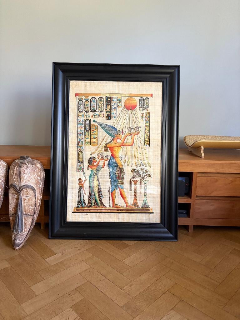 Vrai Papyrus egyptien tableu entiquité art egypte, Enlèvement