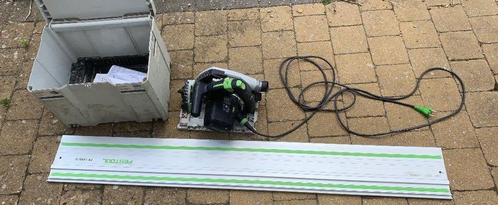 Festool TS 55 REBQ met lange geleider, Doe-het-zelf en Bouw, Gebruikt, Invalzaag, Ophalen of Verzenden, 30 tot 70 mm