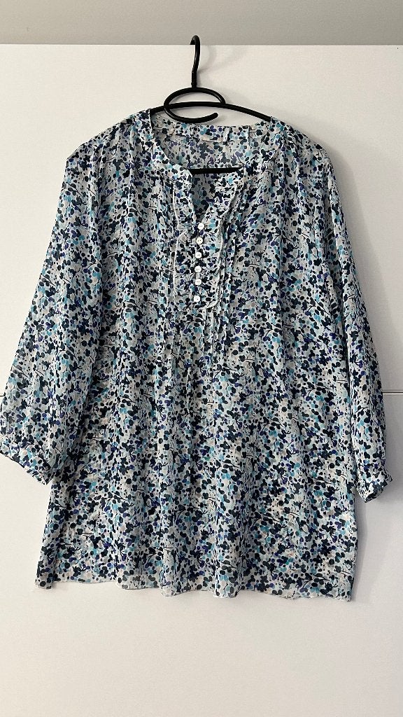 Damart multicolor blouse met print en knoopjes, Taille 42/44 (L), Enlèvement ou Envoi, Comme neuf, Bleu