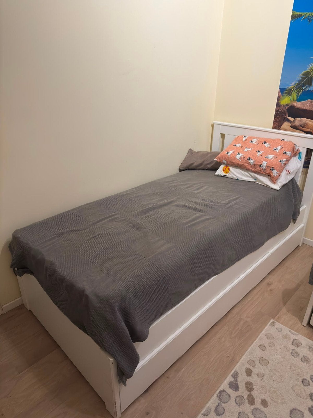 Eenpersoonsbed met matras, Ophalen, 90 cm, Eenpersoons, Wit
